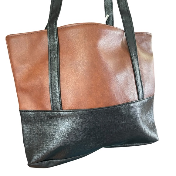 Classic Neutral Color Block Fashion Tote Bag - Picture 2 of 9